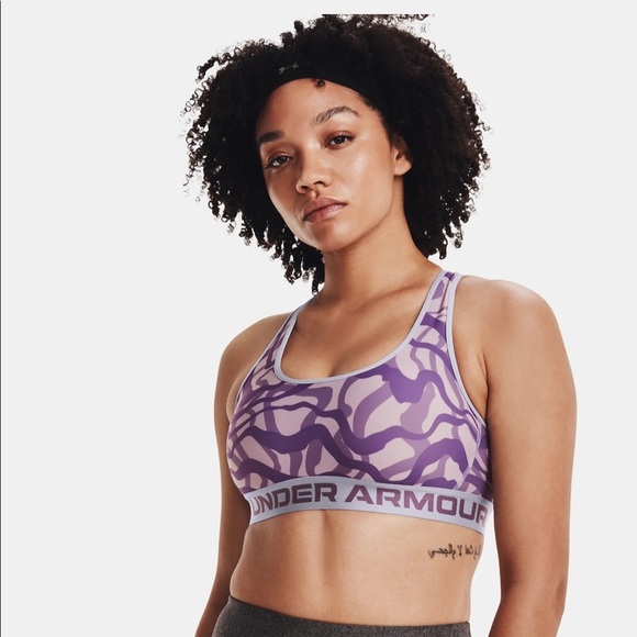 NWT Under Armour Women's Armour® Mid Crossback Mid Printed Sports Bra - Picture 3 of 6
